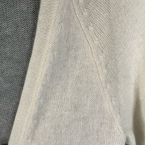 GAP Angora Rabbit Hair Wool Blend Oatmeal Heather Grey Colorblock Cardigan - Picture 8 of 11